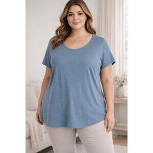 Pure Jill Scoop Neck Elliptical Tee Womens Large Pima Cotton Soft Casual Top